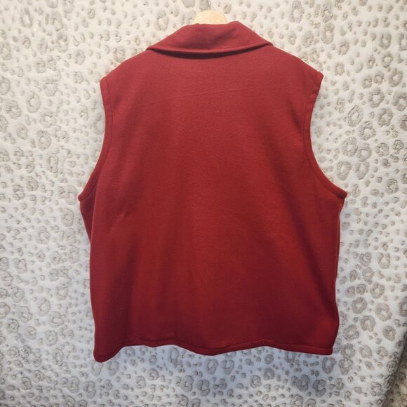 Winter Red Fleece Vest with Embroidered Snowmen Snowflakes Holiday Size XXL - Picture 7 of 10